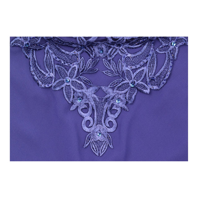 Royal Blue Sequined Lace Embellished Cape Sleeve V