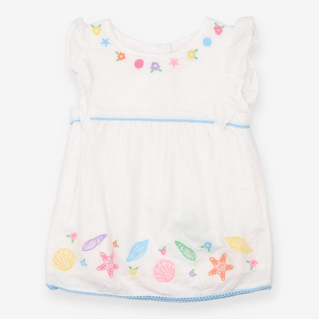 Tunic White Frill Flowers and Seashells