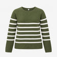Olive Khaki Green White Striped 100% Cotton Fine K