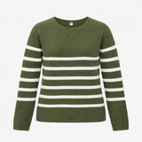 Olive Khaki Green White Striped 100% Cotton Fine K