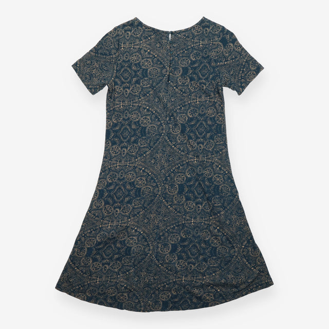 Dress Blue Tile Patterned Jersey Short Sleeve