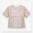 Sequin Top in Champagne Silver with Short Sleeves