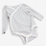 Bodysuit wrap around white with grey stripe