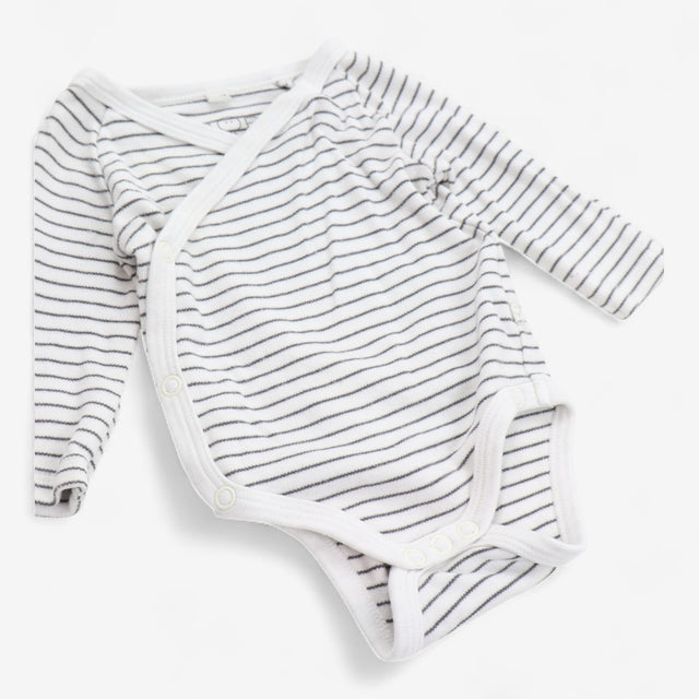 Bodysuit wrap around white with grey stripe