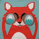 Green striped t-shirt exploring fox