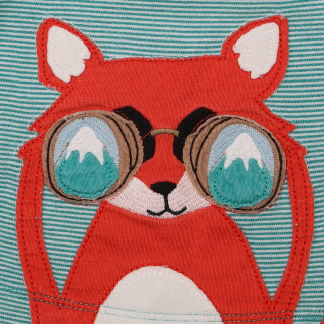 Green striped t-shirt exploring fox