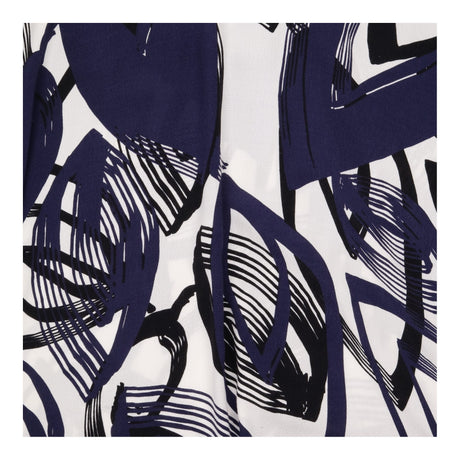 Midi Dress Navy Ivory Abstract Print Relaxed Fit