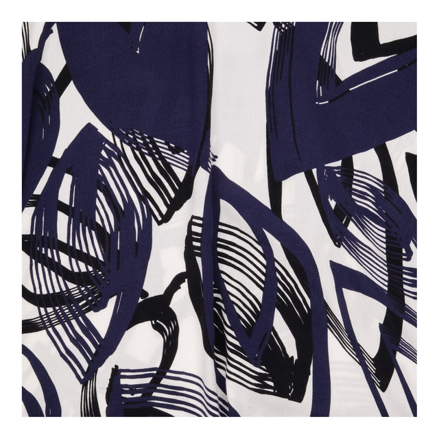 Midi Dress Navy Ivory Abstract Print Relaxed Fit