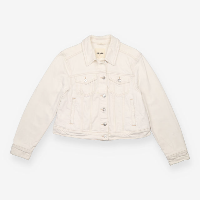 Ivory Rigid Cotton Denim Trucker Jacket