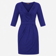 Dress Royal Blue V-Neck 3/4 Sleeve Wrap Tie Waist 
