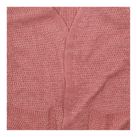 Cardigan Pink Open Front Chunky Knit Pocket