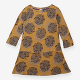 Dress Yellow Floral Print Jersey 3/4 Sleeve Tunic