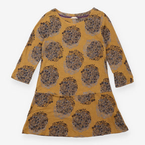 Dress Yellow Floral Print Jersey 3/4 Sleeve Tunic