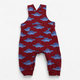 Dungarees jersey red blue dinosaurs