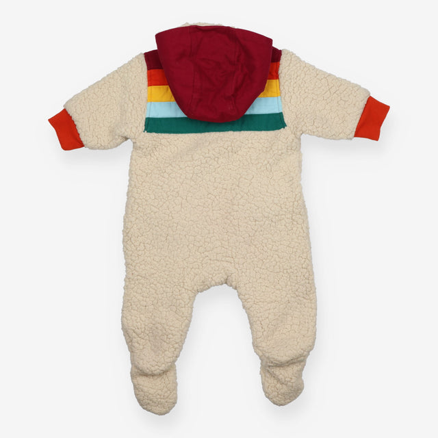 Cream Fleece Pramsuit Rainbow Striped