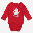 Bodysuit LS red penguin ear muffs