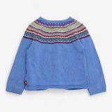 Knit Cardigan Blue with colourful fairisle