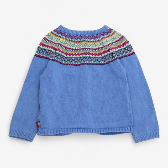 Knit Cardigan Blue with colourful fairisle