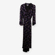 Ganni Black Floral Wrap Midi Dress – Purple Flower