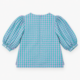 Top Green Gingham Puff Sleeve