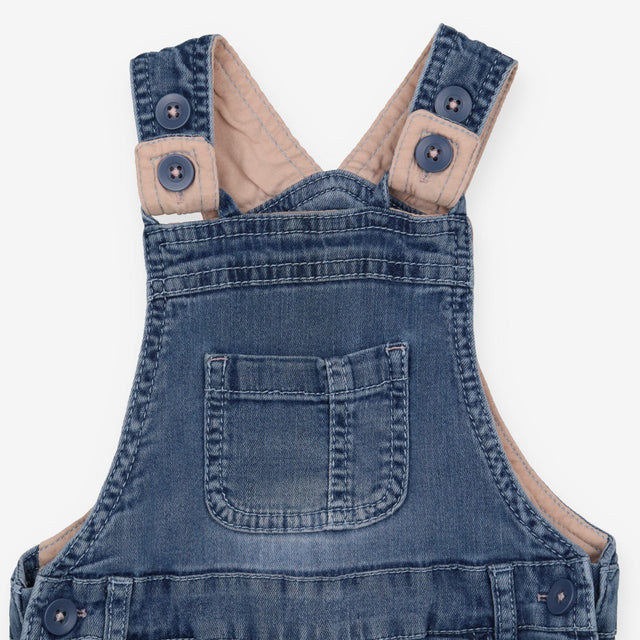 Denim Dungarees with Pink Jersey Lining