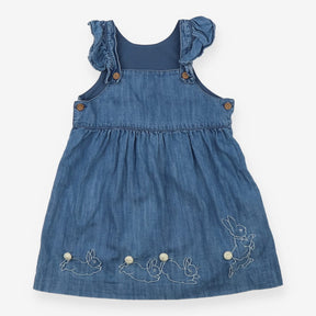 Denim ruffle strap peter rabbit dress