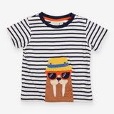 Tee SS white navy stripe walrus sunglasses