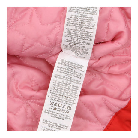 Coat puffer red fur round hood fleece lined toggle