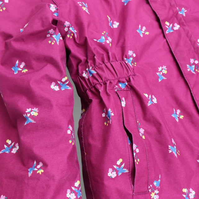 Fleece lined bird print coat
