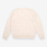 Ivory Alpaca Blend V-Neck Jumper with Textured Kni