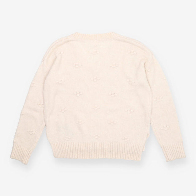 Ivory Alpaca Blend V-Neck Jumper with Textured Kni