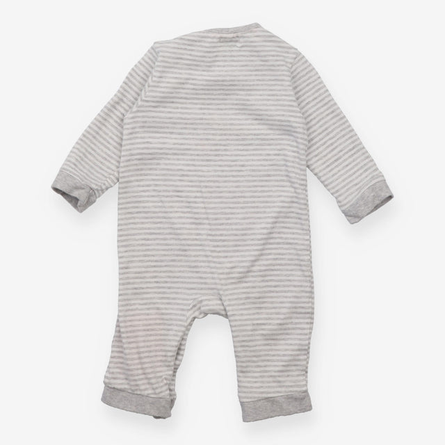 Grey Striped I Love Mummy Romper with Cats