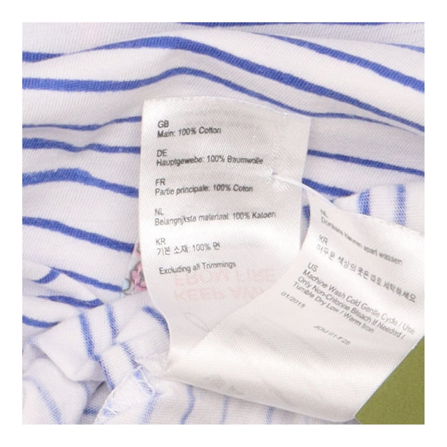 Joules Top White Blue Stripe Floral Pocket 3/4 Sle