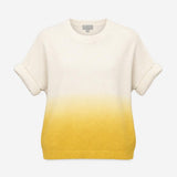 Jumper White Yellow Ombre Dip Dye Short Sleeve