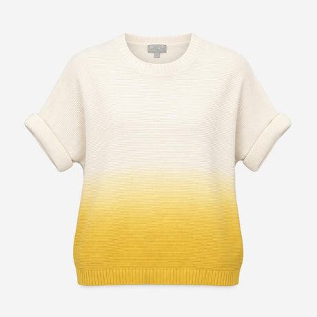 Jumper White Yellow Ombre Dip Dye Short Sleeve