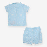 Shortie Pyjamas Blue Tropical Monkey