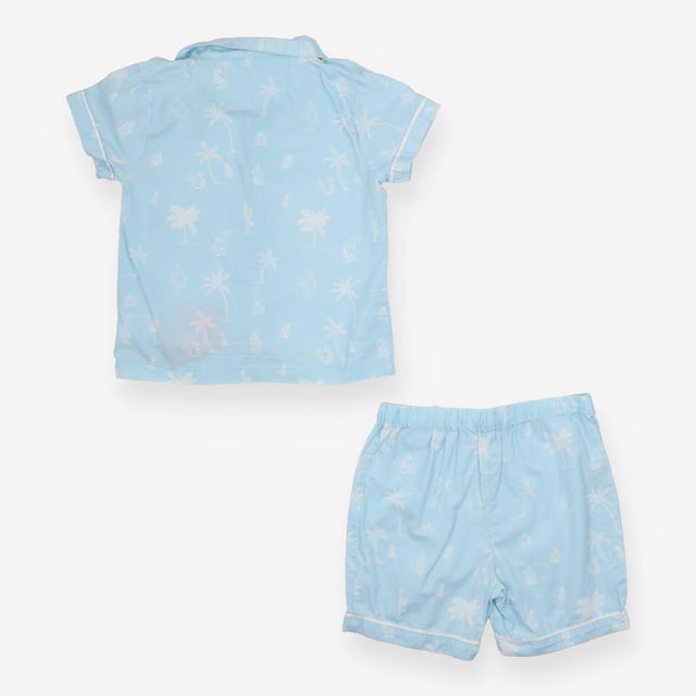 Shortie Pyjamas Blue Tropical Monkey