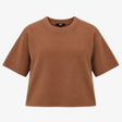 Brown Cropped Short Sleeve Sweater Relaxed Fit
