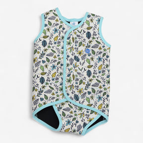 Cream & Blue Floral Wrapover Wetsuit