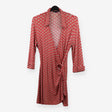 Red & Brown Diamond Print Collared Jersey Wrap Dre