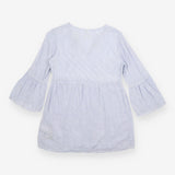 Tunic Top Maternity Striped Embroidered Tassel Blu