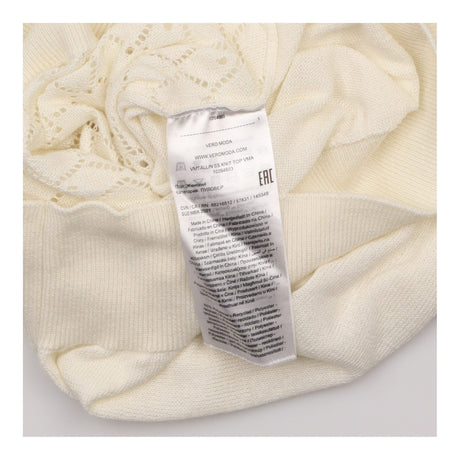 Top Cream Pointelle Open Knit Short Sleeve