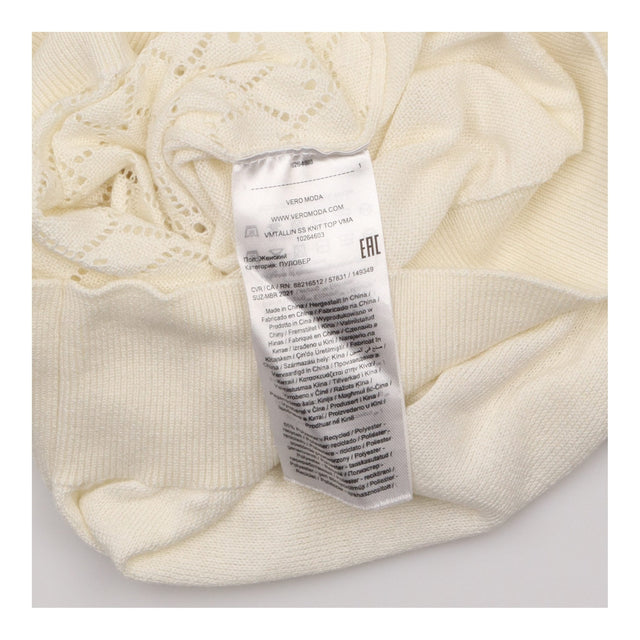 Top Cream Pointelle Open Knit Short Sleeve