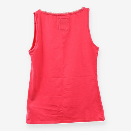 Hot Pink Lace Collar Vest Top Sleeveless Cami Tank