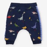 Navy Dinosaur Joggers with Side Stripe