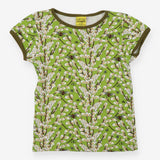T-shirt Short Sleeve Green Goat Willow Print