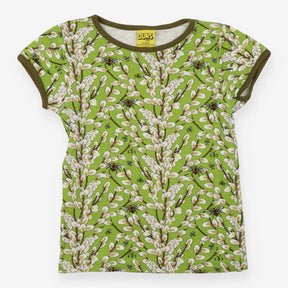 T-shirt Short Sleeve Green Goat Willow Print