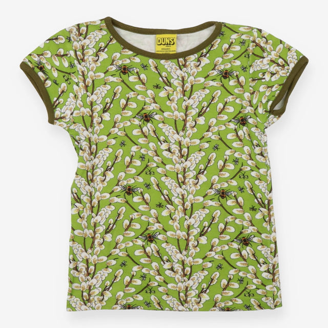 T-shirt Short Sleeve Green Goat Willow Print