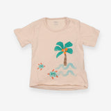 T-Shirt Peach Turtles and Waves