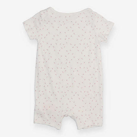 Romper shortie white small red flower